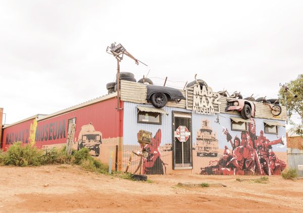 The Mad Max Museum in Silverton is painted with scenes from the famous movie