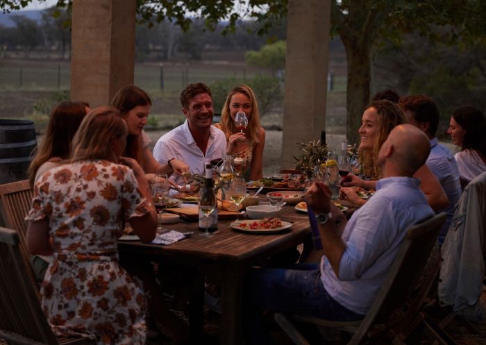 Group of friends enjoying dining experience at Wallington Wines, Nyrang Creek
