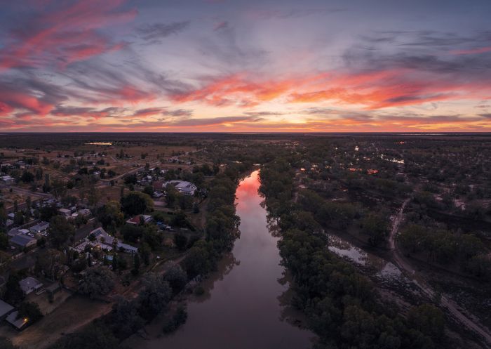 The sun setting over the Darling River, Bourke