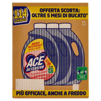 Ace Detersivo Liquido Igienizzante Colorati Lt.1,9 Pz.3