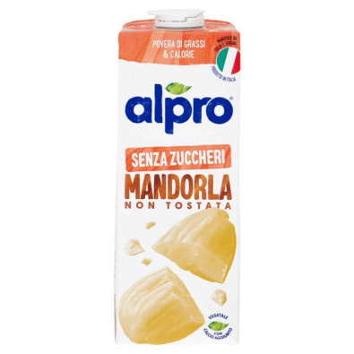 Alpro Bevanda alla Mandorla non Tostata 100% Vegetale con Vitamine Senza Zucchero Lt.1