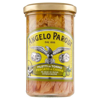 Angelo Parodi Filetti di Tonno Pescato a Canna in Olio di Oliva Extravergine Gr.260