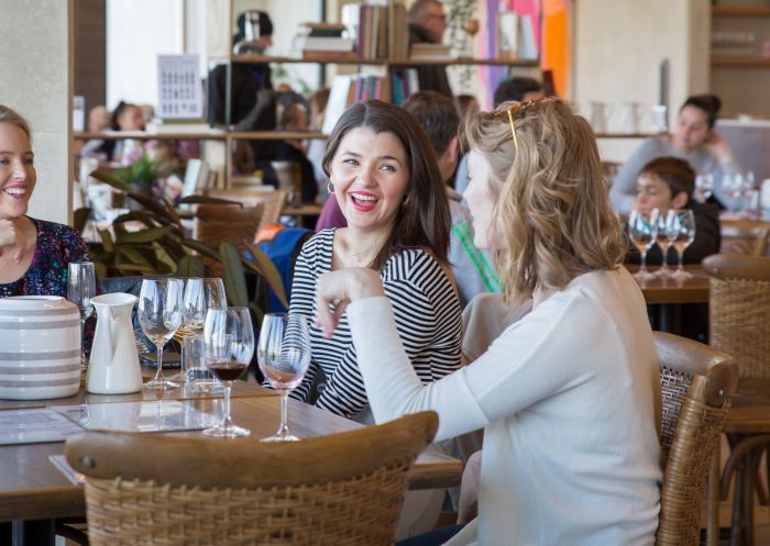 Friends enjoying wine tasting at Shaw Wines in Murrumbateman, Yass in Country NSW