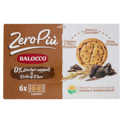 Balocco Zero Più Biscotti con Goccie di Cioccolato & Crispies di Riso e Frumento  Gr.210