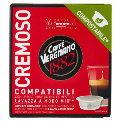 Caffè Vergnano 1882 Cremoso Capsule Compatibili Lavazza a Modo Mio 16 x Gr.7,5