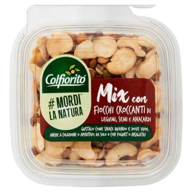 Colfiorito Snack Pronto da Mangiare con Fiocchi Croccanti di Legumi Semi di Zucca e Nocciole Gr.160