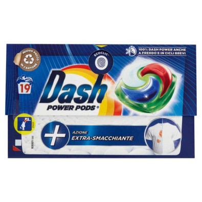 Dash Detersivo Lavatrice Power Pods con Azione Extra Smacchiante 19 Lavaggi