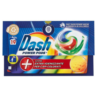 Dash Detersivo Lavatrice Power Pods Extra Igienizzante per Capi Colorati 19 Lavaggi