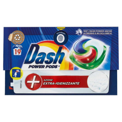 Dash Detersivo Lavatrice Power Pods Extra Igienizzante Regolare 19 Lavaggi