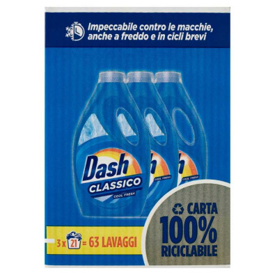 Dash Detersivo Liquido Lavatrice Classico 21 Lavaggi Pz.3