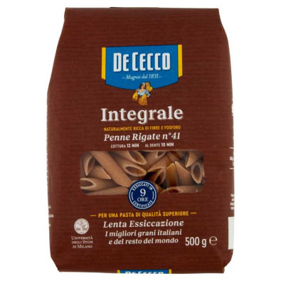 De Cecco Integrale Penne Rigate N°41 Gr.500