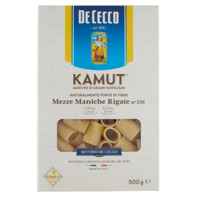 De Cecco Kamut Mezze Maniche Rigate N°136 Gr.500