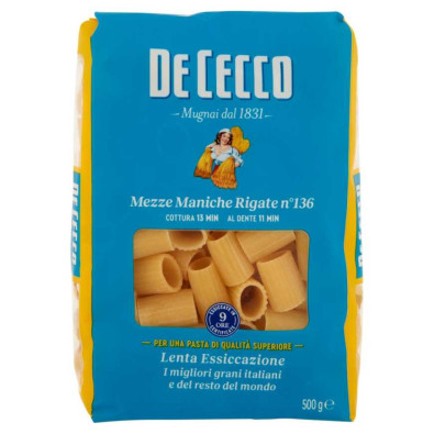 De Cecco Mezze Maniche Rigate N°136 Gr.500