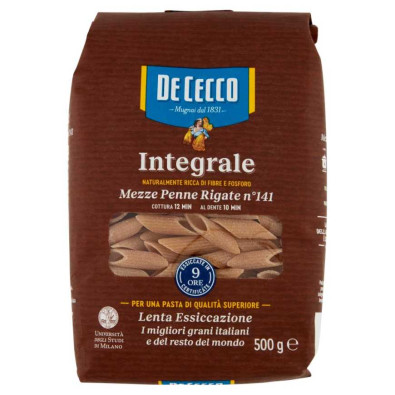 De Cecco Integrale Mezze Penne Rigate N°141 Gr.500