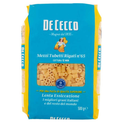 De Cecco Mezzi Tubetti Rigati N°65 Gr.500