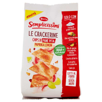 Doria Semplicissimi Le Crackerine Chips di Pane Pita con Paprika e Lemon Gr.90