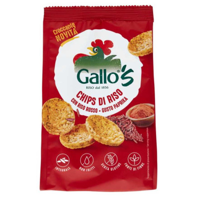 Gallo's Chips di Riso con Riso Rosso Gusto Paprika Gr.40