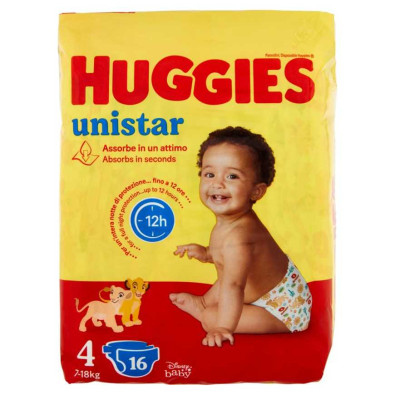 Huggies Unistar Maxi Tg.4 18 Pannolini Kg.7-18