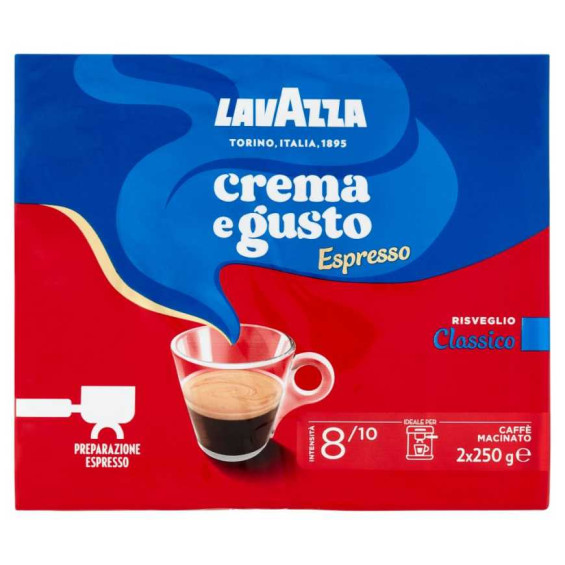 Lavazza Caffè Crema e Gusto Espresso Classico Pz.2 x Gr.250