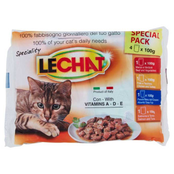 Lechat Excellence Adult Bocconcini in Salsa con Manzo e Salmone Gr.100X4