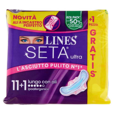 Lines Seta Ultra Lungo Assorbenti con Ali Pz.11