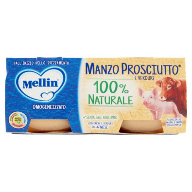 Mellin Omogeneizzato Manzo e Prosciutto Gr.80X2