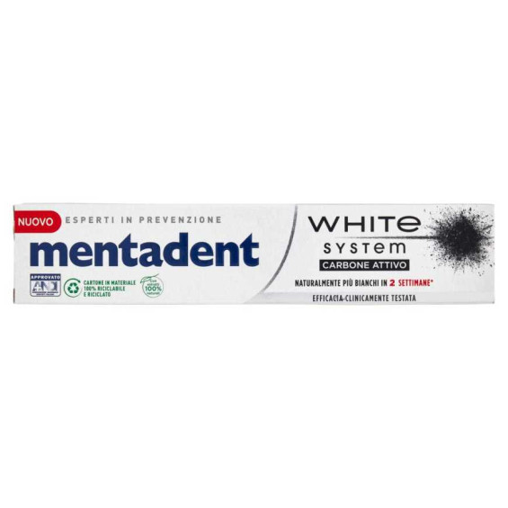 Mentadent Dentifricio White System con Carbone Attivo Ml.75