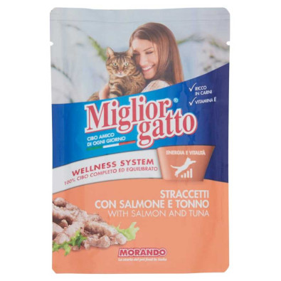 Miglior Gatto Straccetti con Salmone e Tonno Gr.100