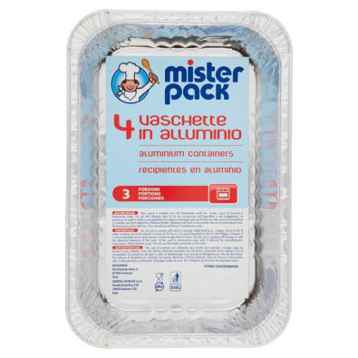 Mister Pack Contenitori Alluminio 3 Porzioni Pz.4