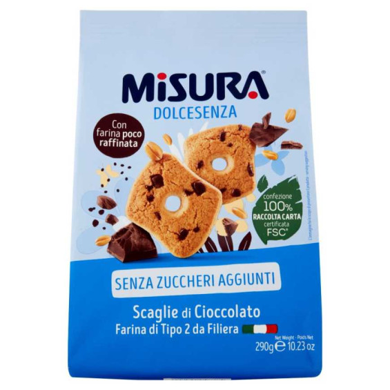 Misura Frollino Dolce senza Zuccheri con Scaglie di Cioccolato Gr.290