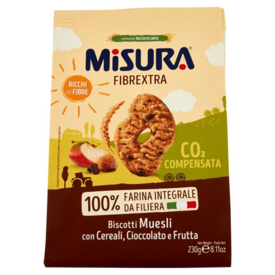 Misura Frollino Muesli Fibre Extra Cereali Frutta e Cioccolato Gr.230