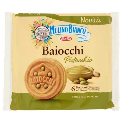 Mulino Bianco Baiocchi Biscotti Farciti con Crema al Pistacchio Gr.168