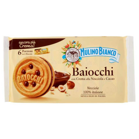 Mulino Bianco Mini Baiocchi Snack Nocciola Gr.330X6