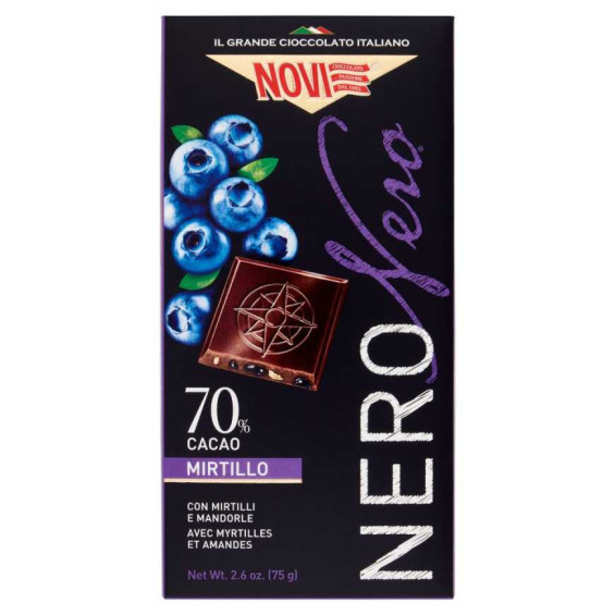 Novi Tavoletta Nero Nero con Mirtilli Neri e Mandorle Gr.75