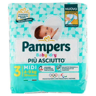 Pampers Pannolini Baby Dry Midi Taglia 3 da 4 a 9 Kg