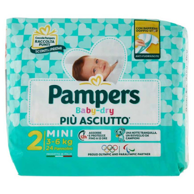 Pampers Pannolini Baby Dry Mini Taglia 2 da 3 a 6 Kg