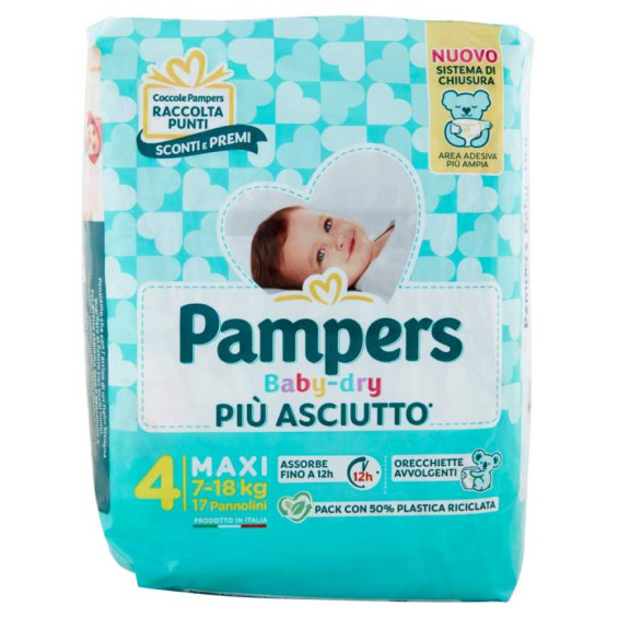 Pampers Pannolini Baby Dry Taglia 4 da 7 a 18 Kg Pz.19