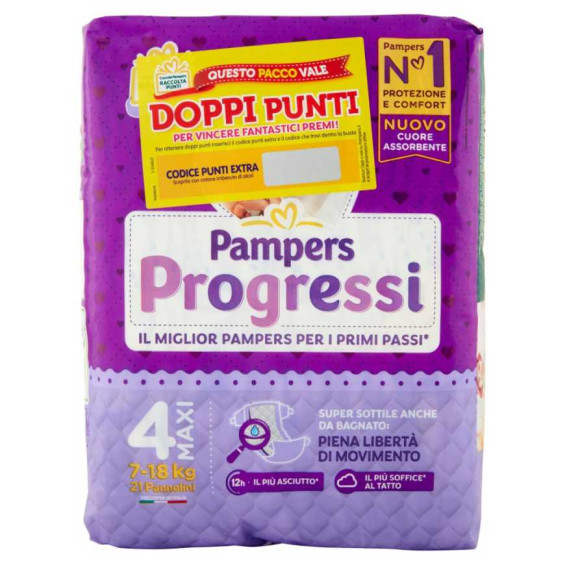 Pampers Progressi Maxi Taglia 4 (Kg.8-18) 22 Pannolini