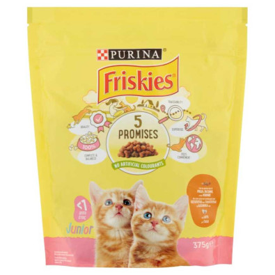 Purina Friskies per Gatto Junior Crocchette con Pollo Verdure e Latte Gr.375