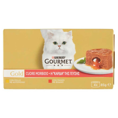 Purina Gourmet Gold Cuore Morbido per Gatto con Manzo e Pollo Gr.85 X Pz.4