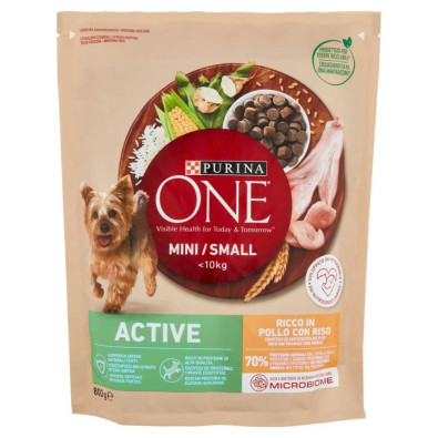 Purina One Cane Mini Active Crocchette con Pollo e Riso Gr.800