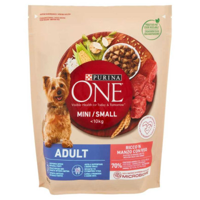 Purina One Cane Mini Adult Crocchette con Manzo/Riso Gr.800