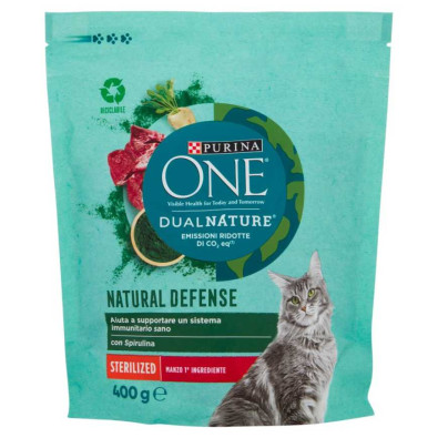 Purina One Dualnature Crocchette Gatto Sterilizzato con Manzo e Spirulina Naturale Gr.400