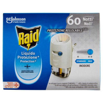 Raid Insetticida Liquido Diffusore e Ricarica Protezione per 60 Notti