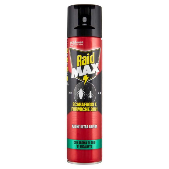 Raid Max Insetticida Spray Contro Scarafaggi e Formiche Ml.300