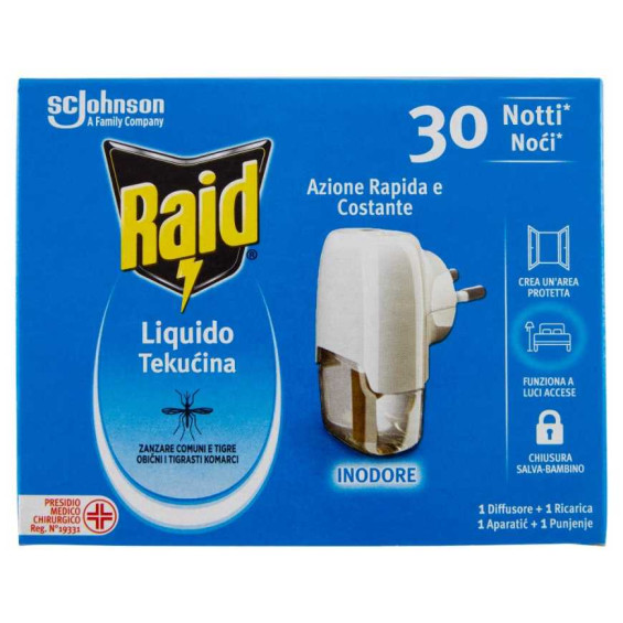 Raid Zanzare Liqudo Elettrico 30 Notti Base