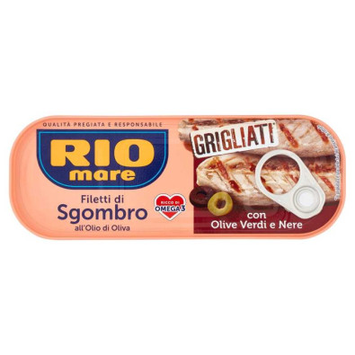 Rio Mare Filetti di Sgombro all'Olio di Oliva con Olive Verdi e Nere Grigliati Gr.120