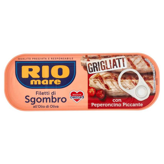 Rio Mare Filetti di Sgombro all'Olio di Oliva con Peperoncino Piccante Grigliati Gr.120