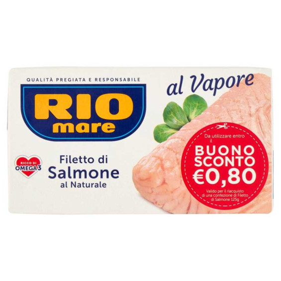 Rio Mare Filetto di Salmone al Naturale al Vapore Gr.125