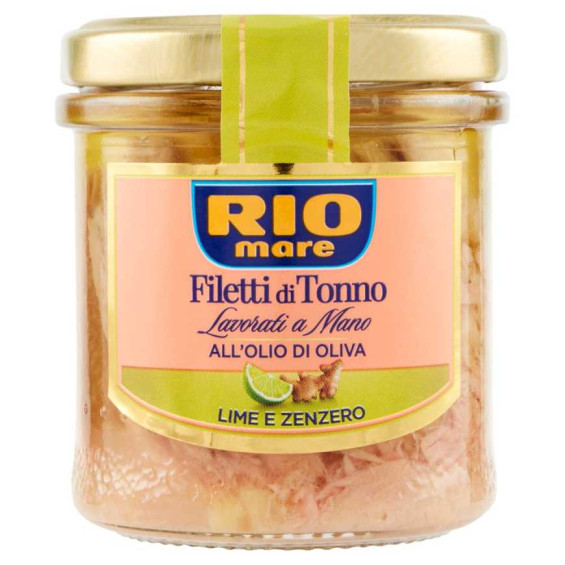 Rio Mare Filetti di Tonno Lavorati a Mano all'Olio di Oliva Lime e Zenzero Gr.130